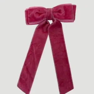 LAÇO LISO DE VELUDO PONTA DUPLA ROSA CHICLETE